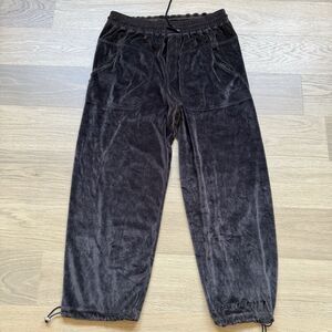 Vintage Jordan Jump Man Pants Men Medium Jogger Velour Black Baggy 90s Y2K